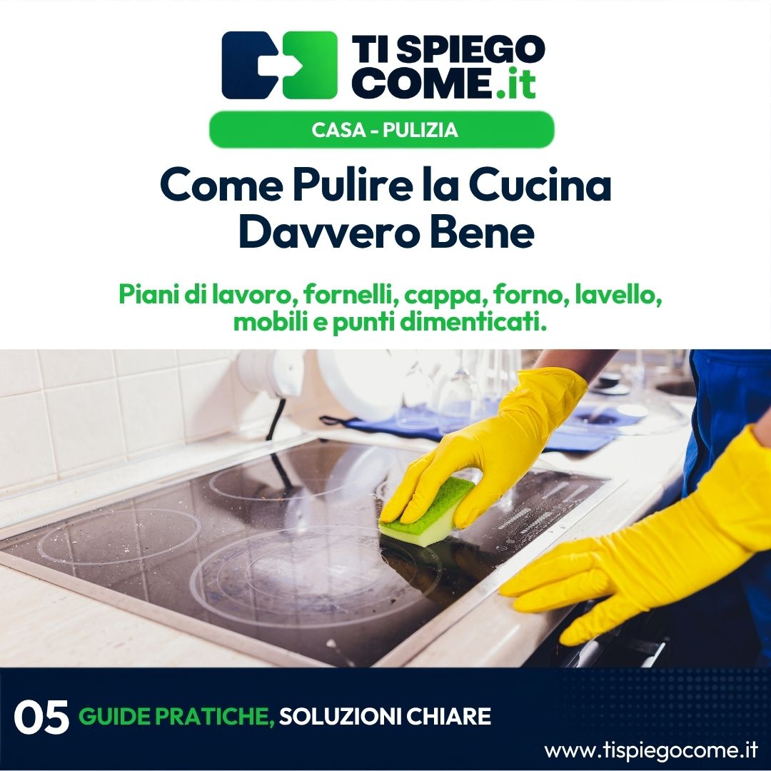 Come Pulire la Cucina Davvero Bene: Piano di Lavoro, Fornelli, Cappa e Forno